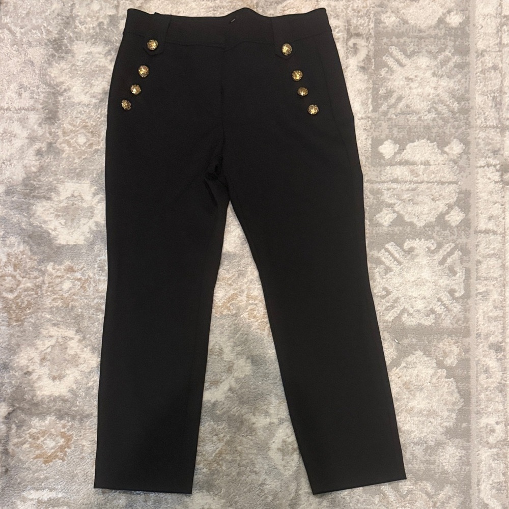 WHBM Black Pants with Gold Button Accents